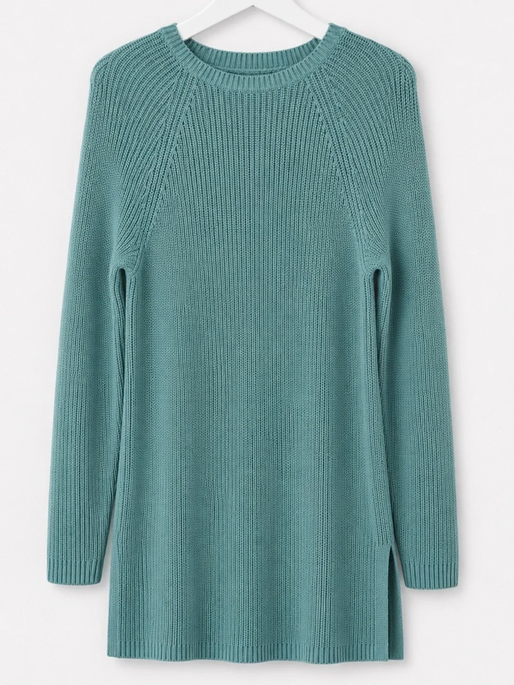 J. Jill Women’s Sweater Tunic Dress Medium Aqua Blue Cotton Blend Knit Pullover